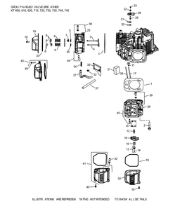 Kt745-3100 Cylinderhead And Breather Diagram and Parts List for KT745-3100  Cub Cadet Engine